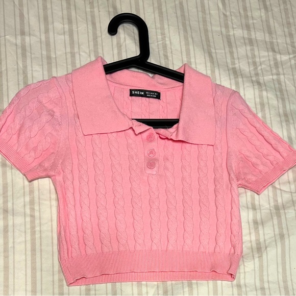 💕🎀 Pink Crop Polo 🎀💕 - Picture 1 of 4
